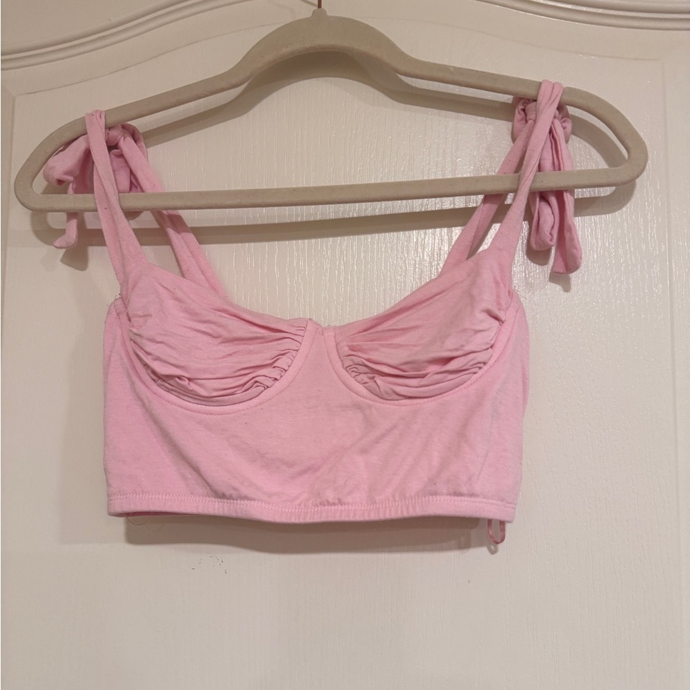 Adika Light Pink Tie-Strap Crop Top​​